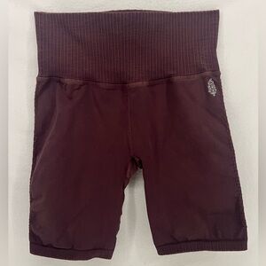 FP Movement by Free People Dark Red Brown Good Karma Running Biker Shorts M/L